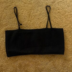 Oliveaceous Black Knit Crop Top